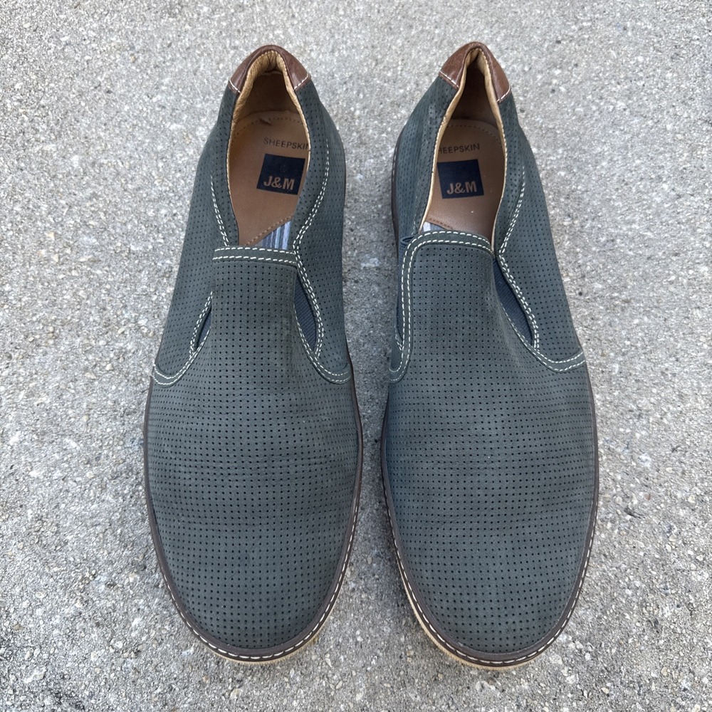 Johnston & Murphy Men's McGuffey Slip Loafers Gray  Nubuck Leather Size 12